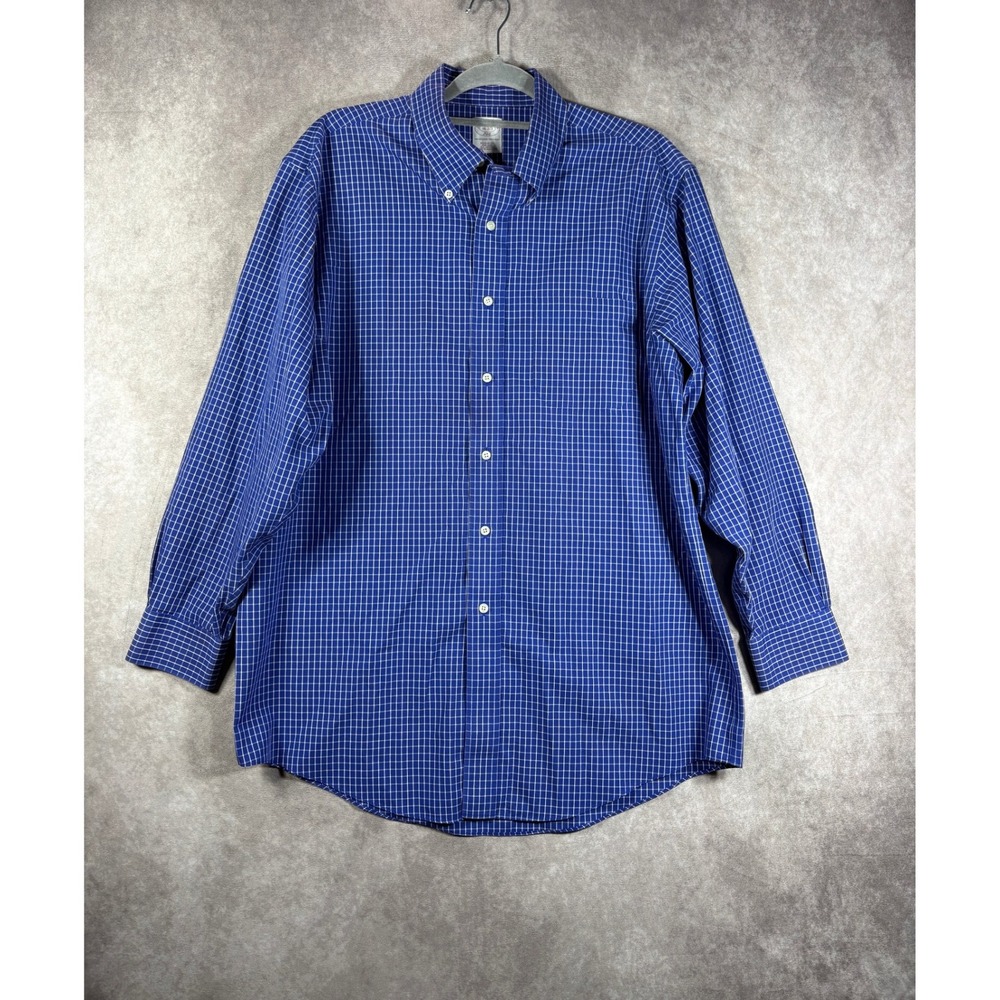 Brooks Brothers Button Down Shirt Mens 16 2/3 Blue Regular Fit Non-Iron Check
